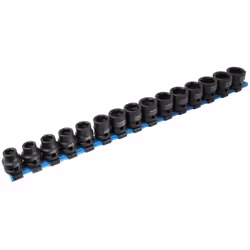 Douilles à choc ultra basses en acier chrome-vanadium de 6 pans carré 1/2 de 10 à 24 mm - Série complète de 15 pièces. Adapté ...