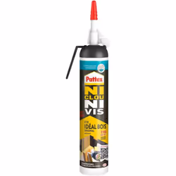 PATTEX Ni Clou Ni Vis Fix Idéal Bois est une colle conçue pour un résultat fiable et rapide, sans percer. Que ce soit pour de ...
