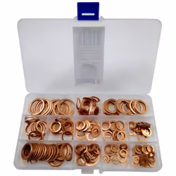 Assortiment de 280 rondelles d'étanchéïté en cuivre de M5 x 9 x 1 mm à M20 x 26 x 1,5 mm. 30 pièces : M5 x 9 x 1 mm. 30 pièce ...