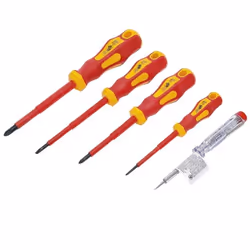 Jeu de tournevis - BGS TECHNIC - 5 pièces - VDE isolés - Poignées antidérapantes - Protection électrique