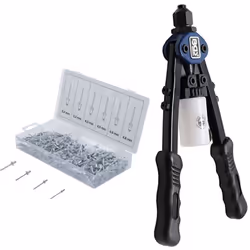 Riveteuse avec 4 embouts interchangeables équipée d'un récipient pour récupérer automatiquement les clous restants et boîte d ...