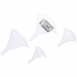 Jeu de 4 entonnoirs Ø 55 à 125 mm sans danger pour les aliments. Pour le transfert en toute sécurité de différents liquides o ...
