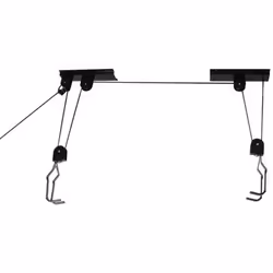 Support de vélo pour plafond de 4 m de hauteur maximum. Capacité de levage de 20 kg. Crochets caoutchoutés protégeant des ray ...