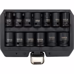 Douilles à choc courtes en acier CrMo SCM-440 chrome-molybdène spécial pour clés à choc de 6 pans carré 1/2 de 10 à 24 mm. 13 ...