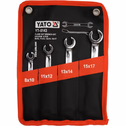Assortiment de 4 clés à tuyauter pour raccords hydrauliques ou de freinage de qualité YATO résistantes à la corrosion En acie ...