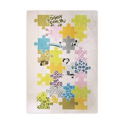Tapis chambre enfant 120x160 cm Polyester Puzzle Beige