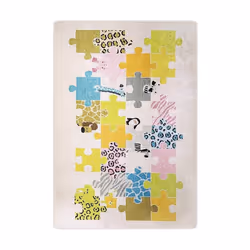 Tapis chambre enfant 100x150 cm Polyester Puzzle Beige