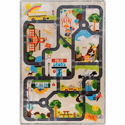 Tapis chambre enfant 80x150 cm Polyester Circuit Beige
