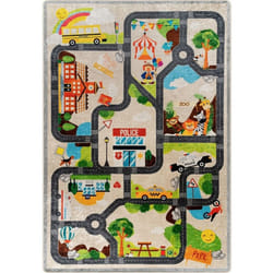 Tapis chambre enfant 80x150 cm Polyester Circuit Beige