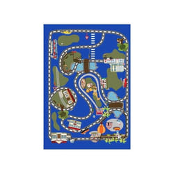 Tapis chambre enfant 120x160 cm Polyester Circuit Bleu