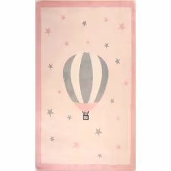 Tapis chambre enfant 80x150 cm Polyester Mongolfiere Rose
