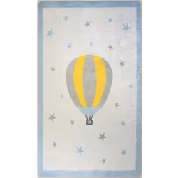 Tapis chambre enfant 120x160 cm Polyester Mongolfiere Bleu
