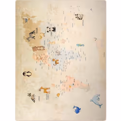 Tapis chambre enfant 80x150 cm Polyester Monde Beige