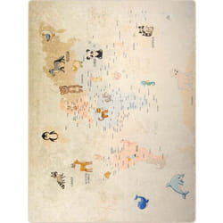 Tapis chambre enfant 80x150 cm Polyester Monde Beige