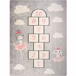 Tapis chambre enfant 80x150 cm Polyester Marelle Gris