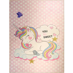 Tapis chambre enfant 120x160 cm Polyester Licorne Sweet