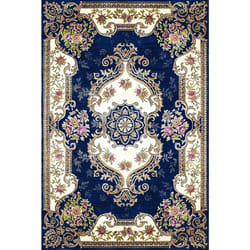 Tapis de salon 200x290 cm Polycoton Orient Bleu