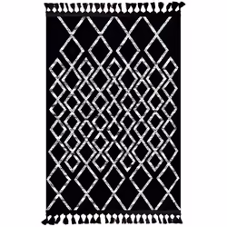 Tapis de salon 80x150 cm Polyester Berbere Fas Noir