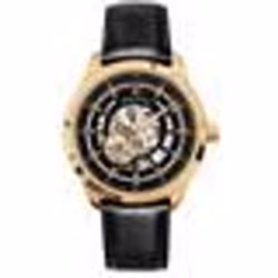 Montre homme Pierre Lannier automatique acier doré/cuir - Jaune
