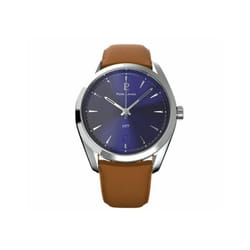 Montre - PIERRE LANNIER - 1977 - Automatique - Cadran Bleu - Bracelet Cuir Marron