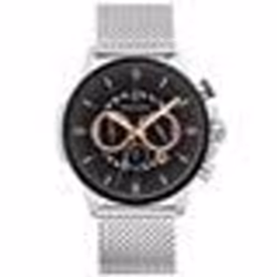 Montre Homme SENTINELLE Cadran Noir Bracelet Acier milanais Argenté