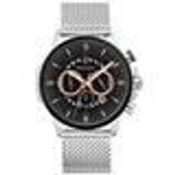 Montre Homme SENTINELLE Cadran Noir Bracelet Acier milanais Argenté