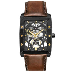 Montre Homme HECTOR Cadran Noir Bracelet Cuir  Brun