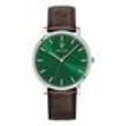 Montre Homme ESSENTIAL Cadran Vert Bracelet Cuir  Brun