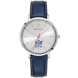 Montre - LANNIE - ÉLYSÉE - Cadran Argenté - Bracelet Cuir Bleu - Étanchéité 5 ATM