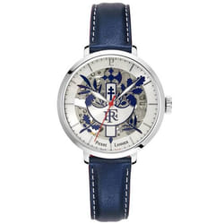 Montre Femme - ÉLYSÉE - Automatique - Cadran Argenté - Bracelet Cuir Bleu - Étanchéité 5 ATM
