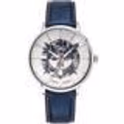 Montre - LANNIE - ÉLYSÉE - Cadran Argenté - Bracelet Cuir Bleu - Étanchéité 5 ATM