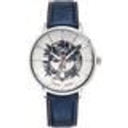 Montre - LANNIE - ÉLYSÉE - Cadran Argenté - Bracelet Cuir Bleu - Étanchéité 5 ATM