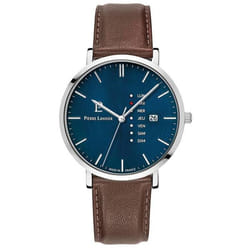 Montre Homme DATA Cadran Bleu Bracelet Cuir Brun