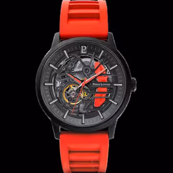 Montre Homme PADDOCK Noir Cadran Noir Bracelet Caoutchouc Rouge 22 MM