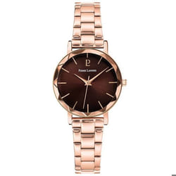 Montre Femme - PIERRE LANNIER - Multiples 012P988 - Cadran Chocolat - Bracelet Acier Doré-rose - 30 mm