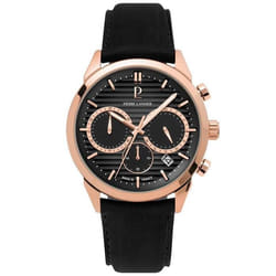 Montre Homme MONARCK Doré-rose Cadran Gris Bracelet Cuir Noir 22 MM