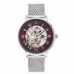 Montre Homme AUTOMATIC Argenté Cadran Bordeaux Bracelet Acier milanais Argenté 20 MM