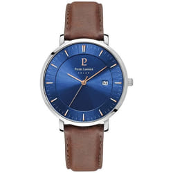 Pieere Lannier Homme INTI Solaire - 208H164 - Cadran Bleu Bracelet Cuir Brun