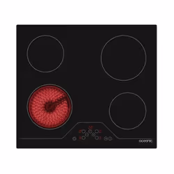 Plaque de cuisson vitrocéramique encastrable - 4 zones - Touches sensitives 4 niveaux de puissance - Indicateur de chaleur ré ...