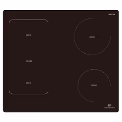 Continental Edison CETI4ZFLEXB1, Noir, Intégré, 59 cm, Plaque avec zone à induction, Verre, 4 zone(s)