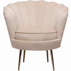 Habitat Et Jardin Fauteuil En Velours "floria" - 70 X 73 X 76 Cm - Beige
