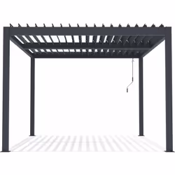 Pergola bioclimatique en aluminium - LED intégrée tout autour de la pergola - Dimensions :300 x 400 x 220 cm - Matières : alu ...