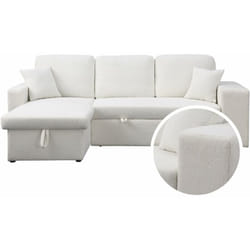 Canapé d'angle bouclettes convertible/reversible 'Axel' - 3 Places - Blanc