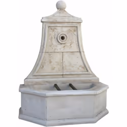 Fontaine " Baccarat" - Pierre reconstituée composée d'un bac avec trou d'évacuation et d'un fronton. Vendue avec 2 barres en  ...