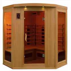 Cabine de sauna à infrarouges - 3/4 personnes - Dimensions : 150 x 150 x 190 cm - Puissance : 2430 W - Diffuseurs fibre de ca ...