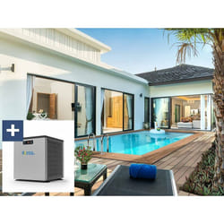 Piscine bois rectangle ' Aruba '- 5.00 x 3.00 x 1.24 m + Mini pompe à chaleur 3.5kW - Métal - Gris