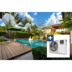 Habitat Et Jardin Piscine Bois Rectangle " Panama "- 6.20 X 4.10 X 1.45 M + Pompe à Chaleur - Puissance 6.1 Kw