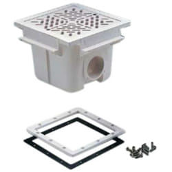 Bonde de fond carrée 210 x 210 mm avec grille abs - Blanc