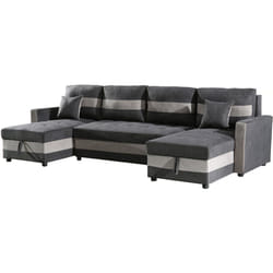 Habitat Et Jardin Canapé Panoramique Convertible Avec Coffres De Rangement "antoine" - 5 Places - Gris Foncé/ Gris Clair