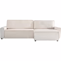 Palozi Sofa Canapé D'angle Convertible Et Reversible En Velours Côtelé "montaigne" - 3 Places  - Beige